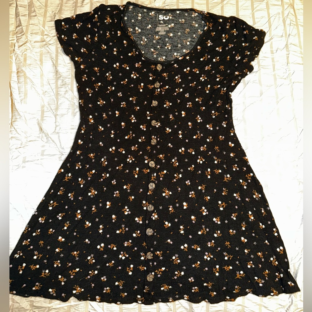 SO Black and White Floral Mini Dress
